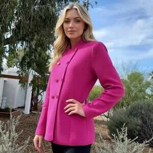 GIORGIO ARMANI Fuchsia Wool Blazer 46 Minimalist Cadet Jacket 90s Italy VINTAGE